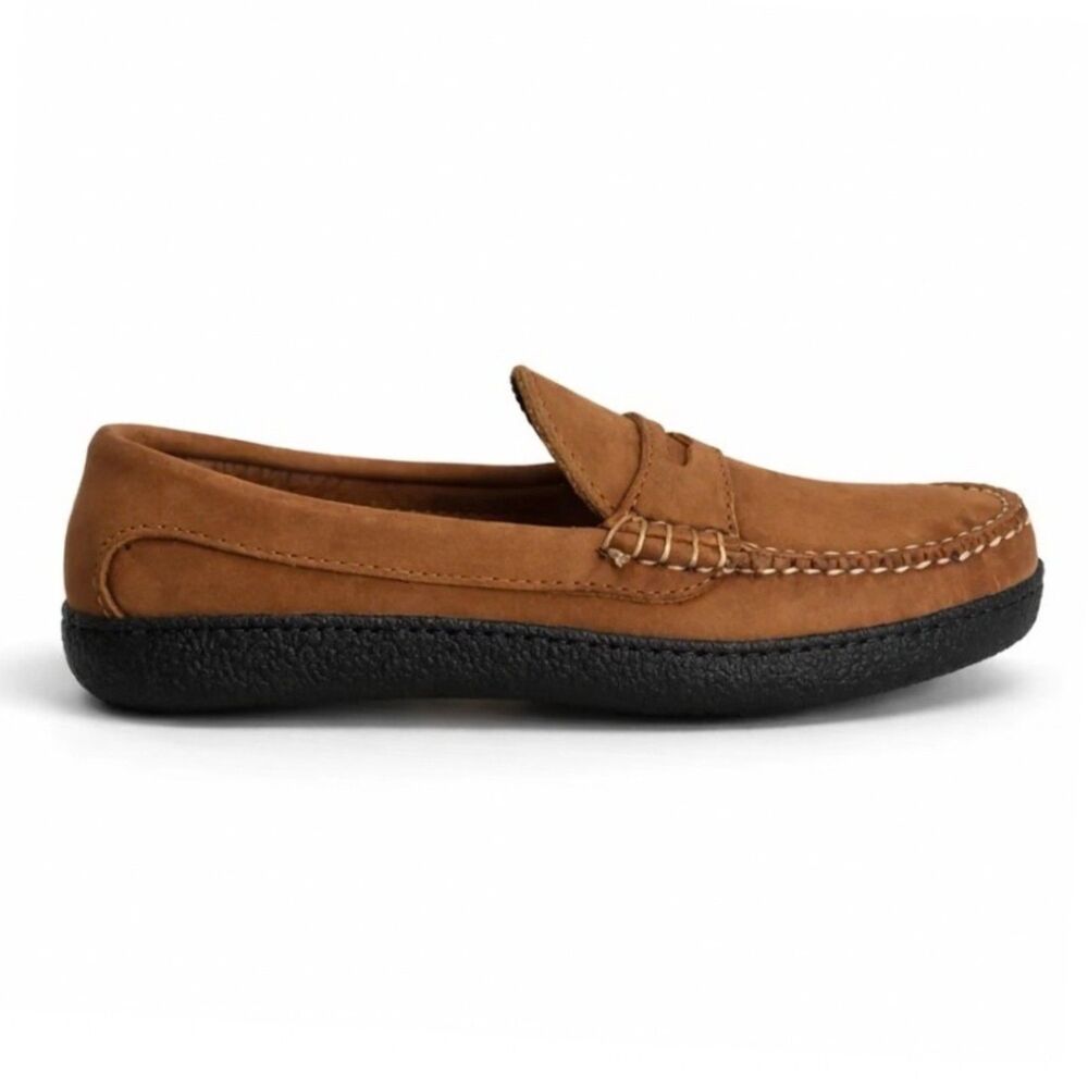 Quoddy Nubuck Leather Penny Loafer Womens 6 Tan Handsewn Moccasin USA Made NEW